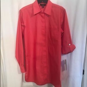 (FOXCROFT) Rose colored button tunic shirt 4